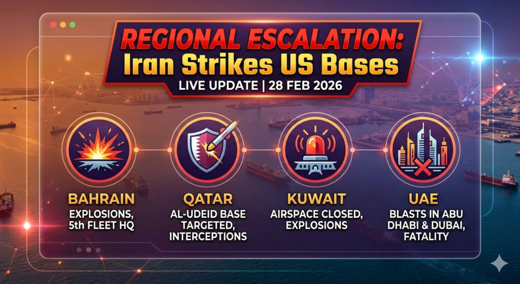 Regional Escalation as Iran Targets US Bases Across the Gulf